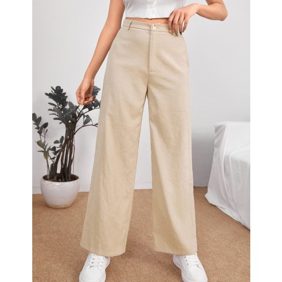 SHEIN PETITE 素色高腰春季長褲，適合嬌小女性