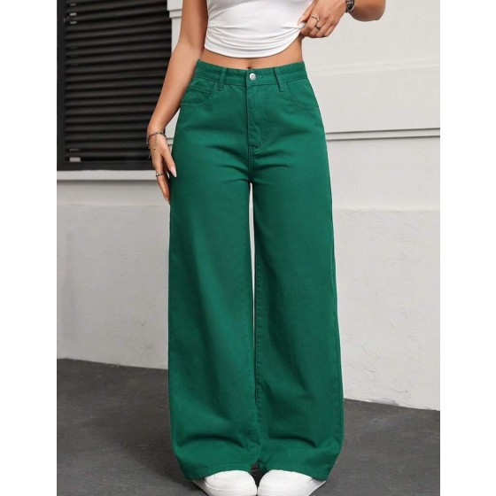 SHEIN EZwear 女士带口袋阔腿宽松休闲百搭牛仔裤