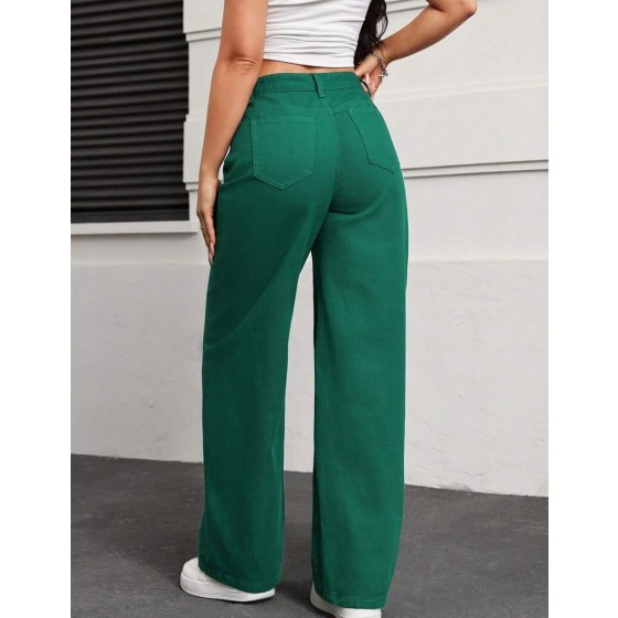 SHEIN EZwear 女士带口袋阔腿宽松休闲百搭牛仔裤