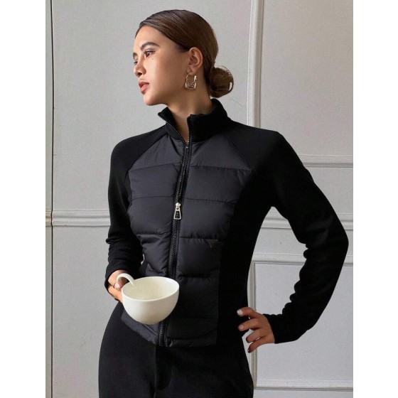Livesso 拉链插肩袖棉服外套，冬季女装，女式棉服外套