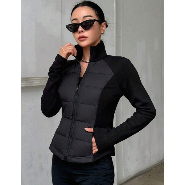 DAZY 拉链插肩袖棉服外套，冬季女装，女式棉服外套
