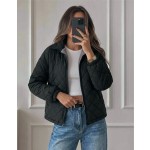 Easowa 女款休閒簡約基本款純色保暖內裡標準版加厚外套，秋冬露營工作日常外出登山黑色