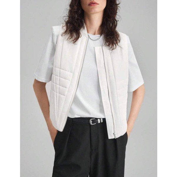 Ontre 2025秋冬新款女士外套，教师制服，俱乐部服装，秋冬服装，女士商务休闲复古风格服装，优雅通勤休闲白色拉链设计棉服外套