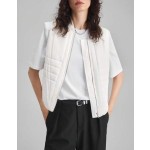 Ontre 2025秋冬新款女士外套，教师制服，俱乐部服装，秋冬服装，女士商务休闲复古风格服装，优雅通勤休闲白色拉链设计棉服外套